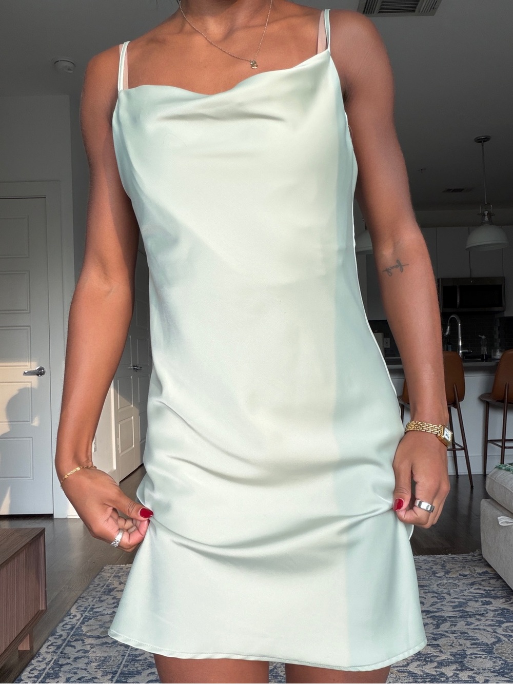 Urban Outfitters Light Mint Slip Dress - Sleeveless Cowl